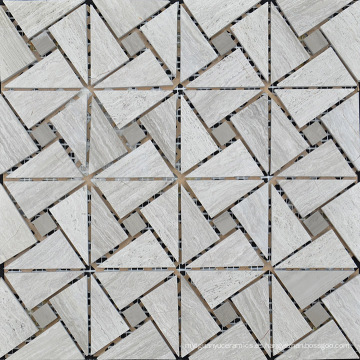 Mosaico de mosaico de triángulo Mosaico de piedra de mármol gris